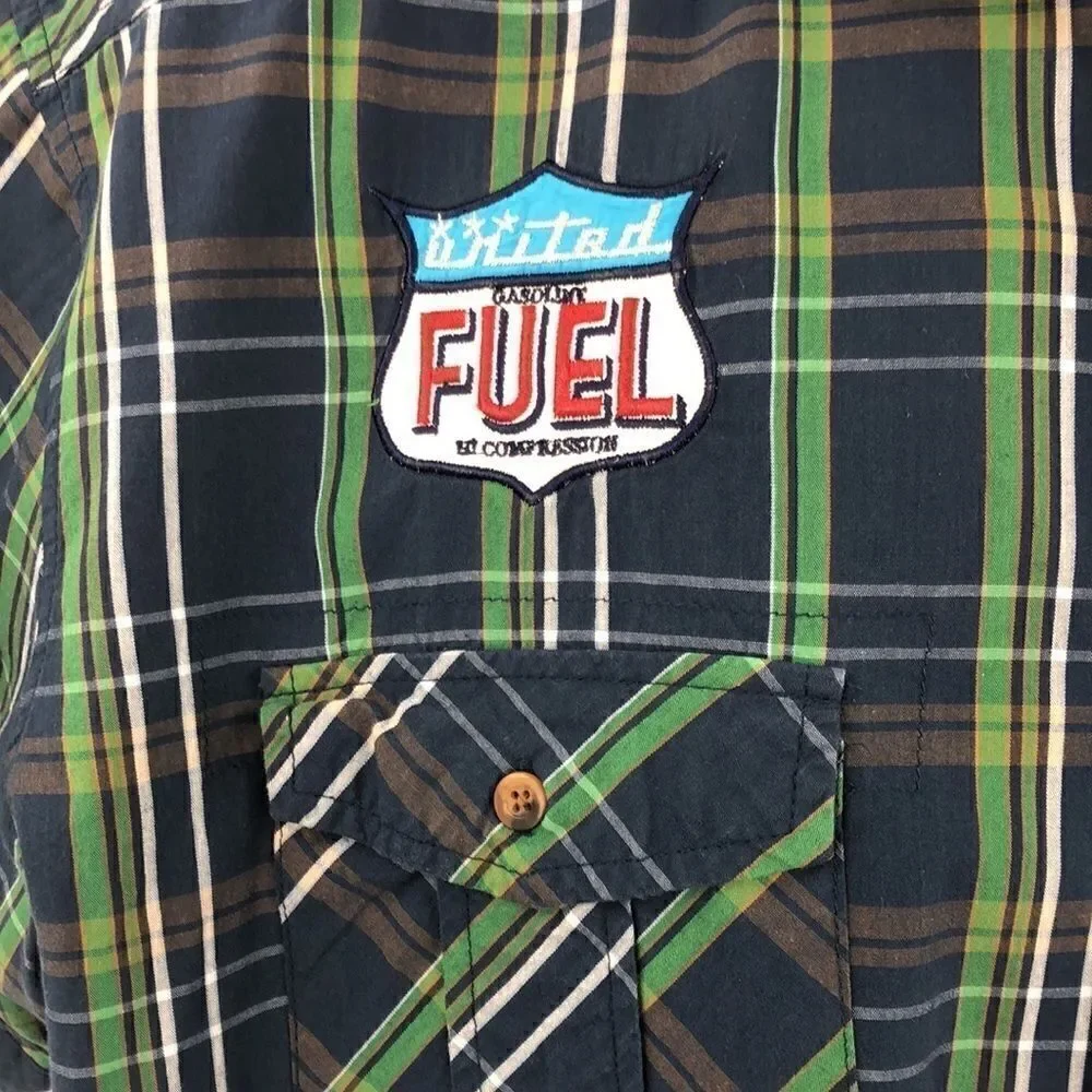 Phat Farm men’s blue green plaid short sleeve shirt Xxl